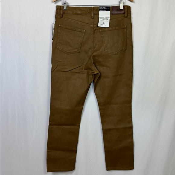 Lauren Ralph Lauren Coated High Rise Straight Ankle Jeans Tan Size 14 - Picture 9 of 16